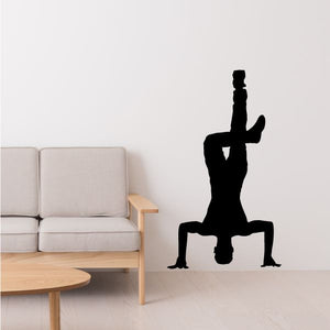 Hip hop dancer vinyl wall decal with black silhouette, dancer holding pose on floor
