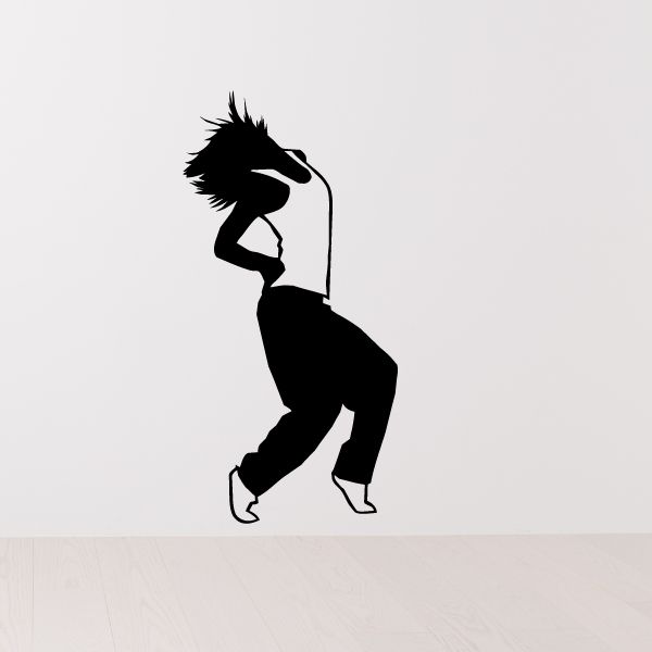 Black hip hop dancer vinyl wall decal silhouette