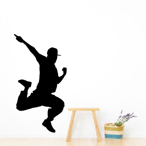 Black hip hop dancer wall decal silhouette