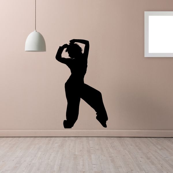 Black hip hop dancer wall decal silhouette vinyl sticker