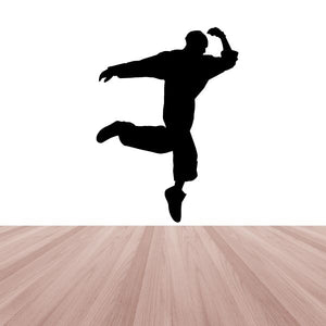 Hip hop dancer vinyl wall decal, black silhouette in mid-dance pose