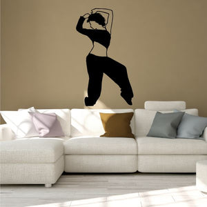 Hip hop dancer wall decal, black vinyl silhouette of standing dancer in pose.