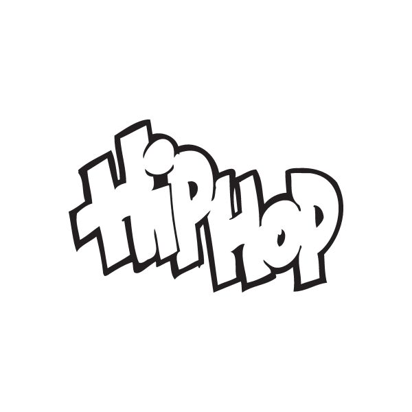 Graffiti decal with bold black street-lettering and white highlights