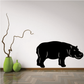 Black hippo looking wall decal, bold silhouette