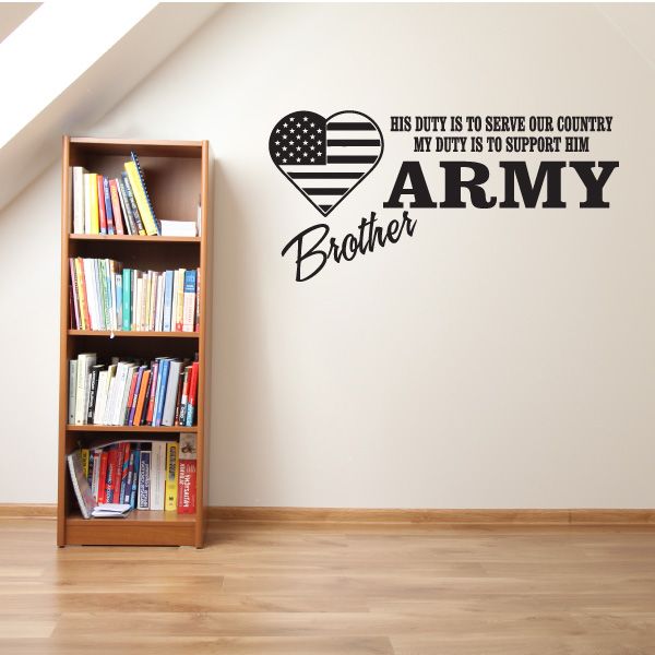 Army brother wall decal with heart icon and text 'ARMY' and 'Brother'
