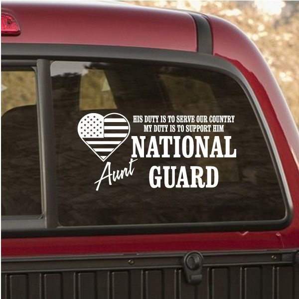 Image of His Duty Aunt National Guard Decal