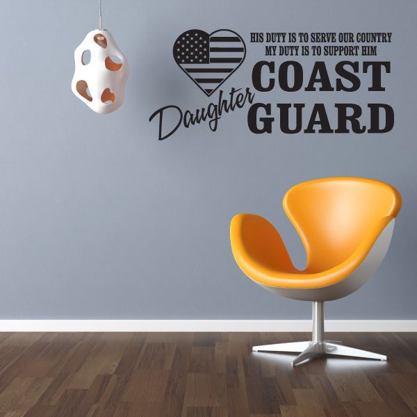 Coast Guard decal: heart with US flag and 'Daughter' lettering