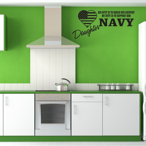 Navy Daughter wall decal with heart emblem and 'NAVY' text