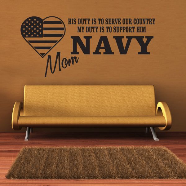 Image of His Duty Navy Mom Decal