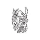 Cat decal with flaming hissing design in black outline