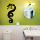 Black hissing serpent snake wall decal with coiled tail and open mouth