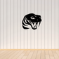 Hissing viper head decal, black snake head with open mouth and white eyes