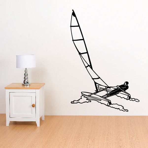 Image of Hobie Cat Sailboat Wall Decal - Vinyl Decal - Car Decal - LARGE MC18