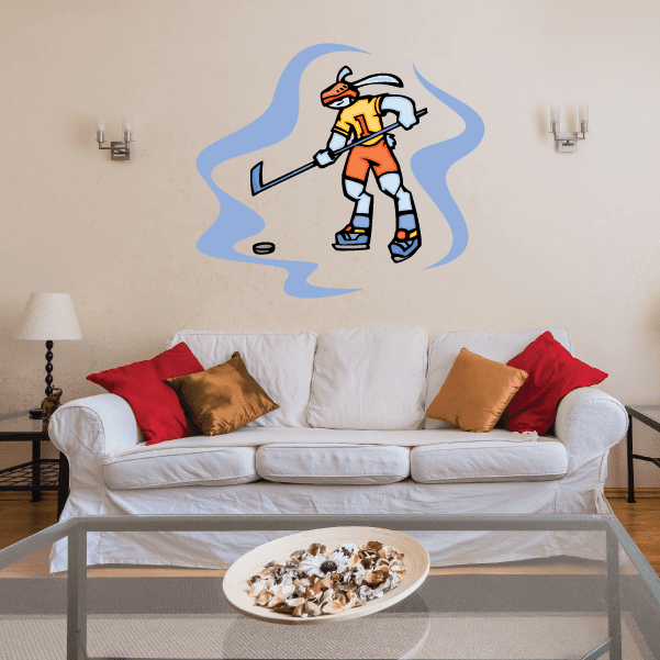 Image of Hockey Bunny Wall Decal - Vinyl Sticker - Car Sticker - Die Cut Sticker - CDSCOLOR003