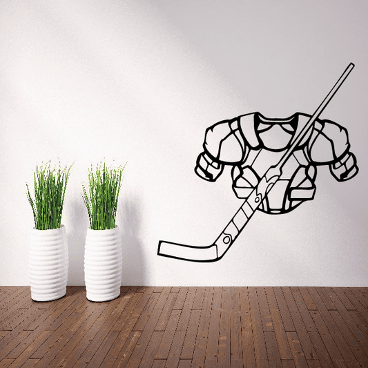 Image of Hockey Gear Goalie Sticks Player Wall Decal - Vinyl Decal - Car Decal - CDS037