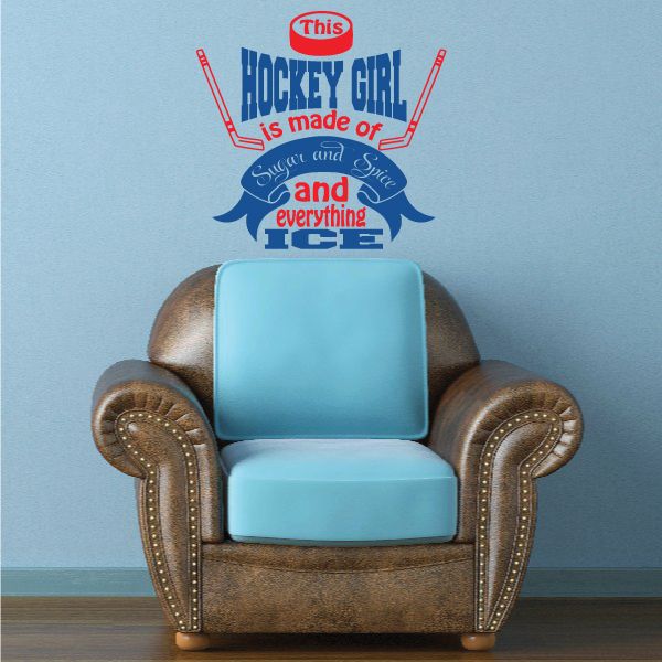 Image of Hockey Girl Quote Wall Decal - Vinyl Decal - Car Decal - Vdcolor005