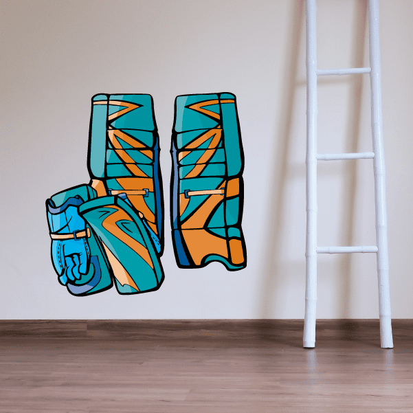 Image of Hockey Goalie Pads Player Wall Decal - Vinyl Sticker - Car Sticker - Die Cut Sticker - CDSCOLOR111