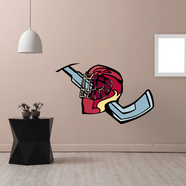 Image of Hockey Helmet Player Wall Decal - Vinyl Sticker - Car Sticker - Die Cut Sticker - CDSCOLOR095