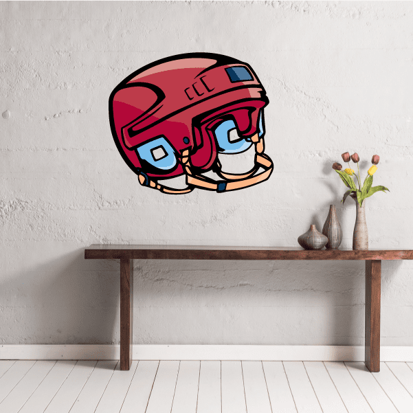 Image of Hockey Helmet Player Wall Decal - Vinyl Sticker - Car Sticker - Die Cut Sticker - CDSCOLOR106