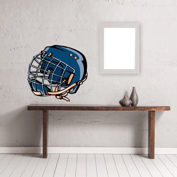 Image of Hockey Helmet Player Wall Decal - Vinyl Sticker - Car Sticker - Die Cut Sticker - CDSCOLOR107