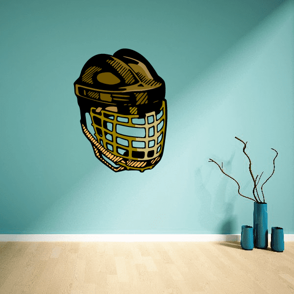 Image of Hockey Helmet Player Wall Decal - Vinyl Sticker - Car Sticker - Die Cut Sticker - CDSCOLOR124