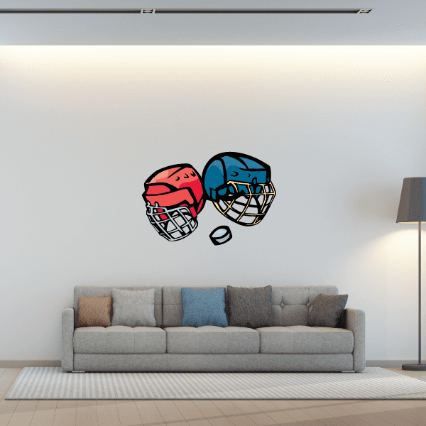 Image of Hockey Helmets Player Wall Decal - Vinyl Sticker - Car Sticker - Die Cut Sticker - CDSCOLOR097