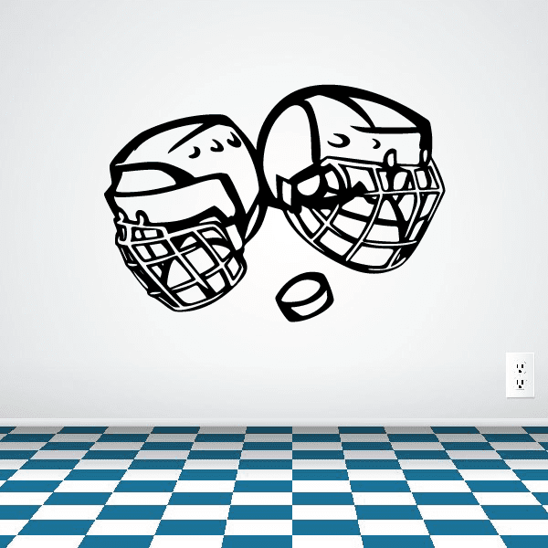 Image of Hockey Helmets Puck Player Wall Decal - Vinyl Decal - Car Decal - CDS025