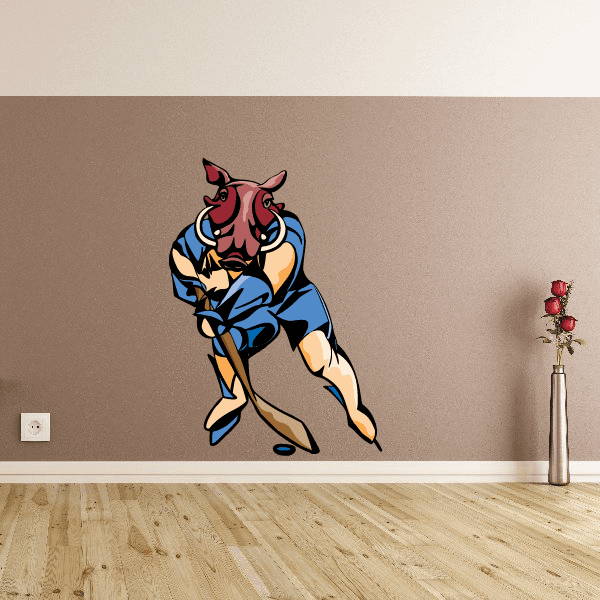 Image of Hockey Mascots Player Wall Decal - Vinyl Sticker - Car Sticker - Die Cut Sticker - CDSCOLOR163