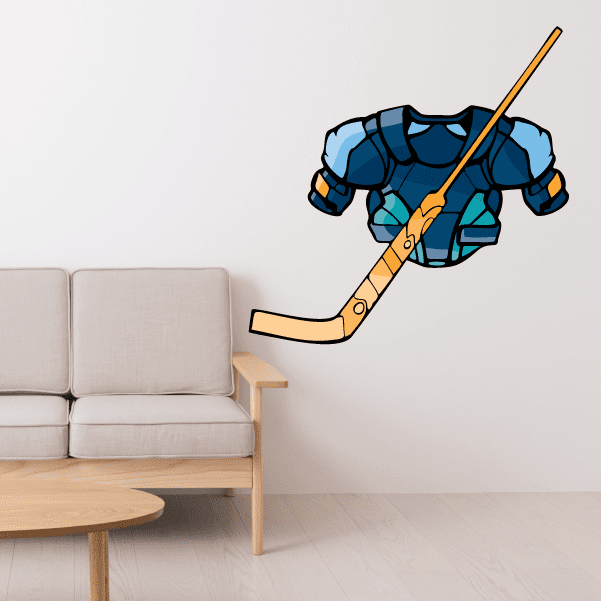 Image of Hockey Pads Gear Goalie Stick Player Wall Decal - Vinyl Sticker - Car Sticker - Die Cut Sticker - CDSCOLOR109