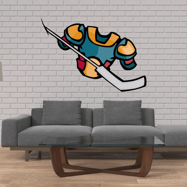Image of Hockey Pads Sticks Player Wall Decal - Vinyl Sticker - Car Sticker - Die Cut Sticker - CDSCOLOR102