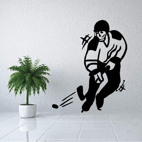 Image of Hockey Player Shooting Sports Vinyl Wall Decal Sticker Mural Quotes Words HPLAYERV