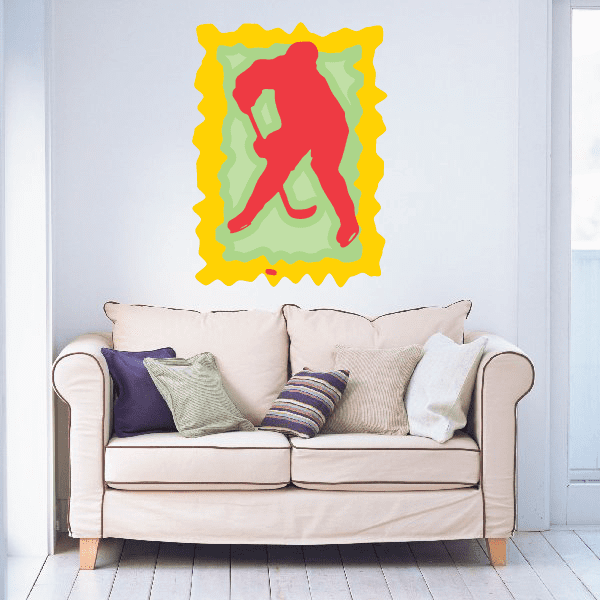 Image of Hockey Player Wall Decal - Vinyl Sticker - Car Sticker - Die Cut Sticker - CDSCOLOR048