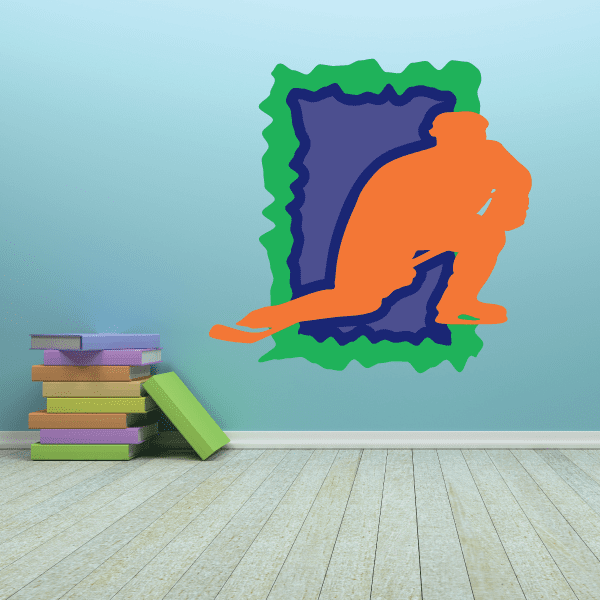 Image of Hockey Player Wall Decal - Vinyl Sticker - Car Sticker - Die Cut Sticker - CDSCOLOR049
