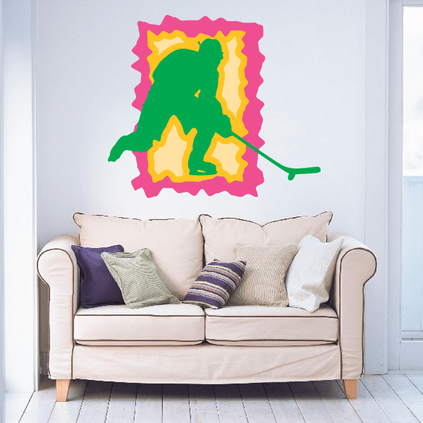 Image of Hockey Player Wall Decal - Vinyl Sticker - Car Sticker - Die Cut Sticker - CDSCOLOR052