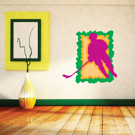 Image of Hockey Player Wall Decal - Vinyl Sticker - Car Sticker - Die Cut Sticker - CDSCOLOR053