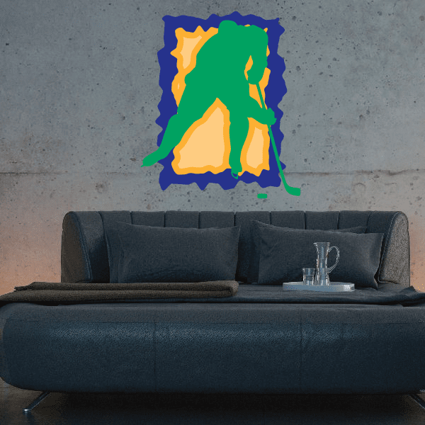 Image of Hockey Player Wall Decal - Vinyl Sticker - Car Sticker - Die Cut Sticker - CDSCOLOR062