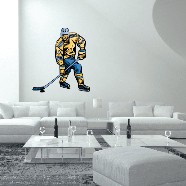 Image of Hockey Player Wall Decal - Vinyl Sticker - Car Sticker - Die Cut Sticker - CDSCOLOR071