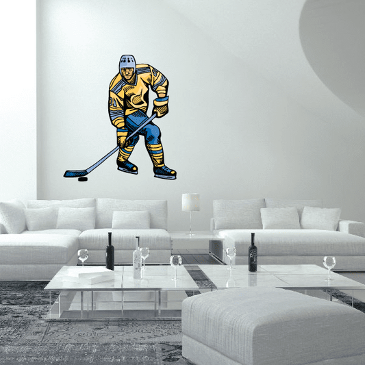 Image of Hockey Player Wall Decal - Vinyl Sticker - Car Sticker - Die Cut Sticker - CDSCOLOR071