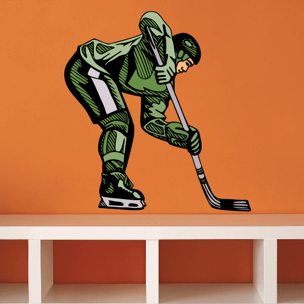 Image of Hockey Player Wall Decal - Vinyl Sticker - Car Sticker - Die Cut Sticker - CDSCOLOR074