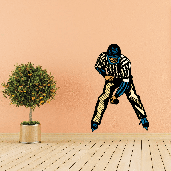 Image of Hockey Player Wall Decal - Vinyl Sticker - Car Sticker - Die Cut Sticker - CDSCOLOR076