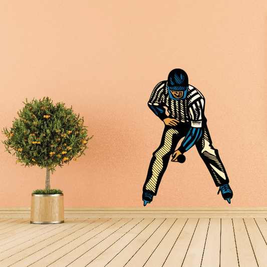 Image of Hockey Player Wall Decal - Vinyl Sticker - Car Sticker - Die Cut Sticker - CDSCOLOR076
