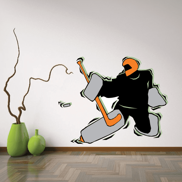 Image of Hockey Player Wall Decal - Vinyl Sticker - Car Sticker - Die Cut Sticker - CDSCOLOR081