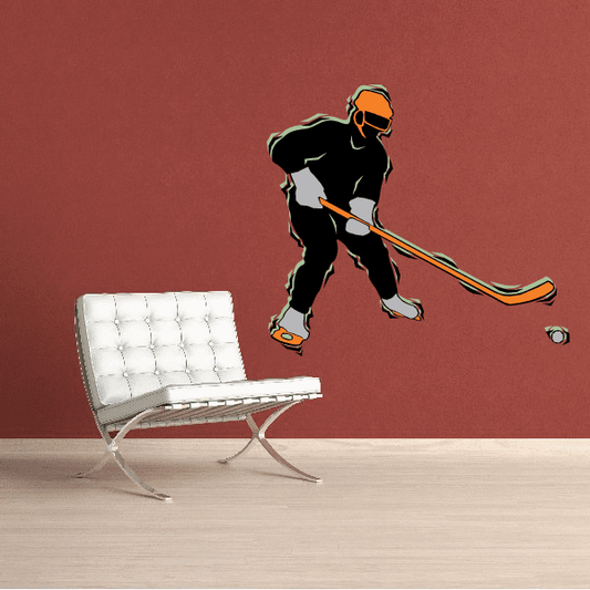 Image of Hockey Player Wall Decal - Vinyl Sticker - Car Sticker - Die Cut Sticker - CDSCOLOR084