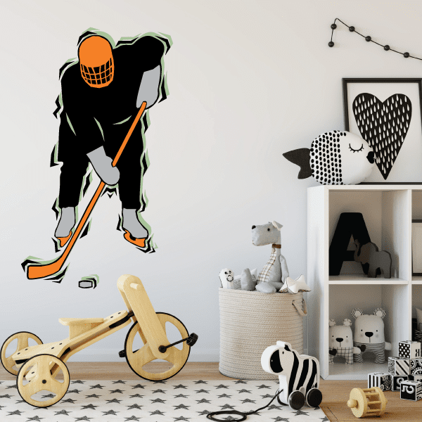 Image of Hockey Player Wall Decal - Vinyl Sticker - Car Sticker - Die Cut Sticker - CDSCOLOR085