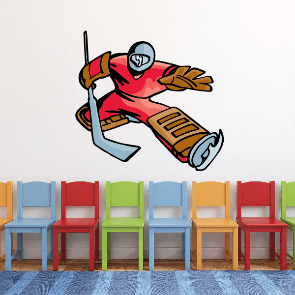 Image of Hockey Player Wall Decal - Vinyl Sticker - Car Sticker - Die Cut Sticker - CDSCOLOR087
