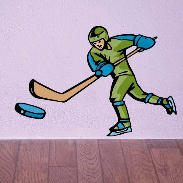 Image of Hockey Player Wall Decal - Vinyl Sticker - Car Sticker - Die Cut Sticker - CDSCOLOR092