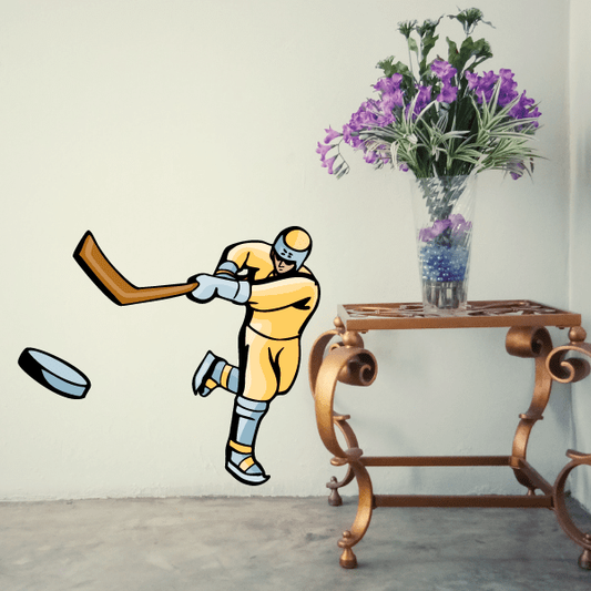 Image of Hockey Player Wall Decal - Vinyl Sticker - Car Sticker - Die Cut Sticker - CDSCOLOR093