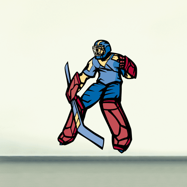 Image of Hockey Player Wall Decal - Vinyl Sticker - Car Sticker - Die Cut Sticker - CDSCOLOR096