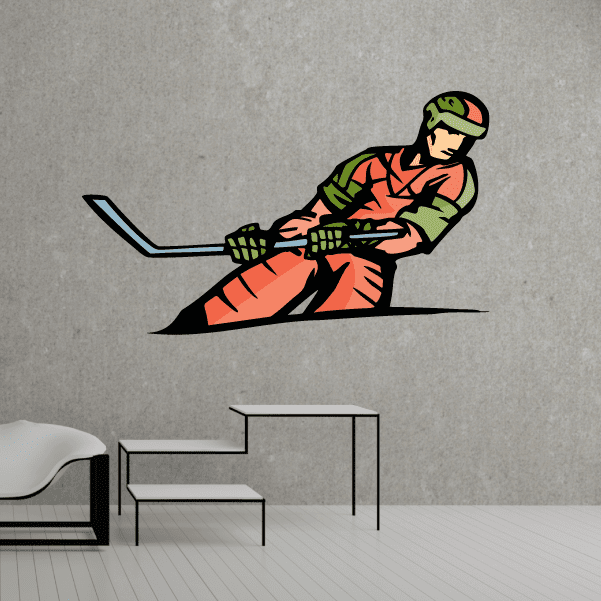 Image of Hockey Player Wall Decal - Vinyl Sticker - Car Sticker - Die Cut Sticker - CDSCOLOR099