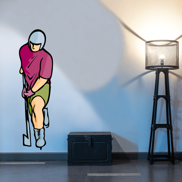 Image of Hockey Player Wall Decal - Vinyl Sticker - Car Sticker - Die Cut Sticker - CDSCOLOR116